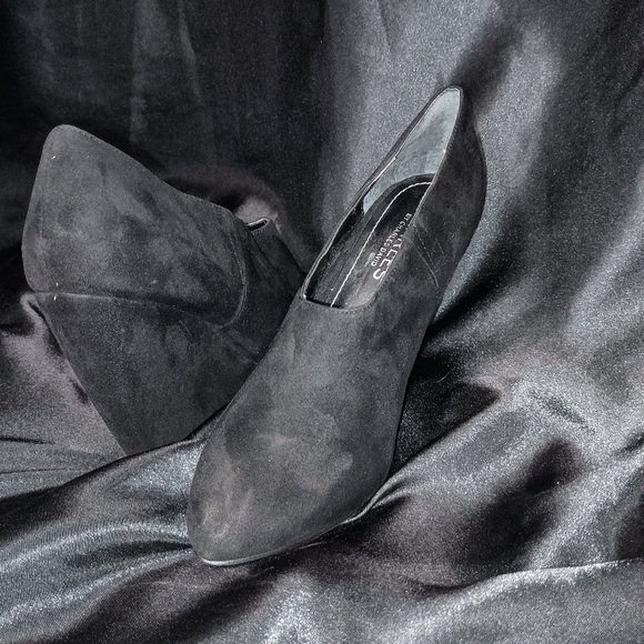 Charles Black Suede Wedge Booties - Picture 8 of 11